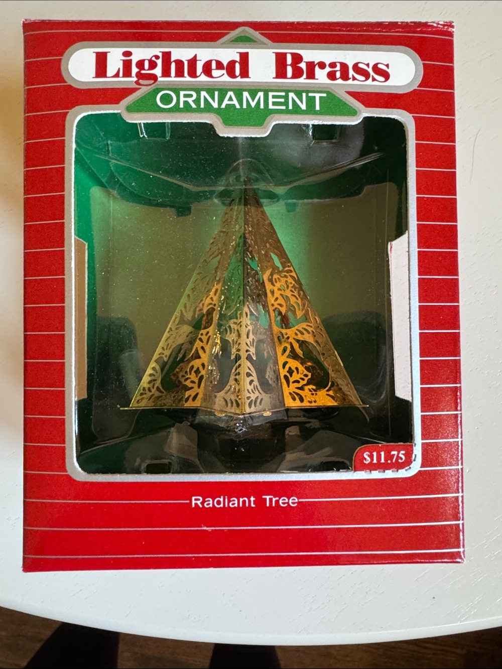 Hallmark Lighted Brass Tree Ornament in Gold